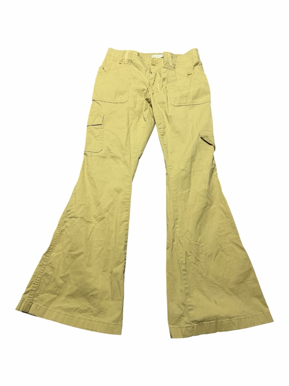 2000s Madden Girl Golden-Tan Flared Cargo Pants Size Large Y2K School Fall Boho